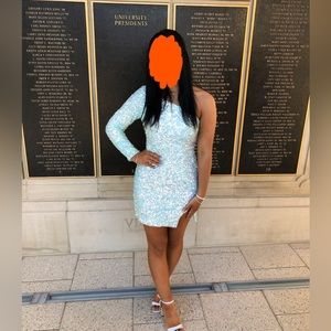 cocktail blue sequin dress Sophia Thomas sz 4